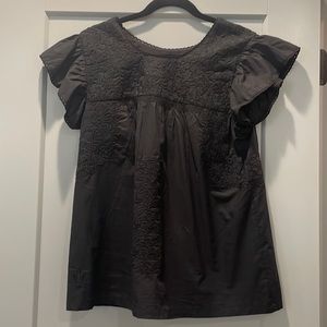Embroidered black top